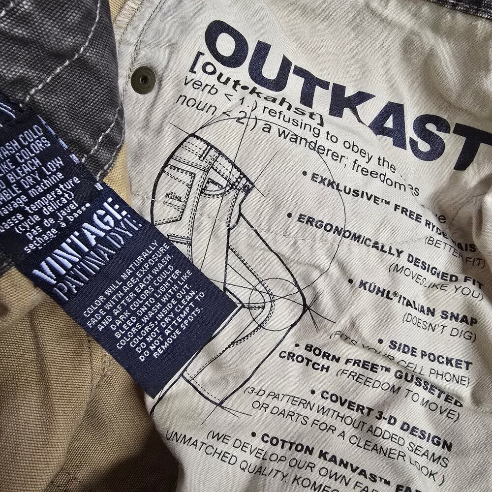 Kuhl Outkast Pants Mens 36x32 Brown Olive Canvas Patina Dye Hiking Outdoor - Picture 7 of 9